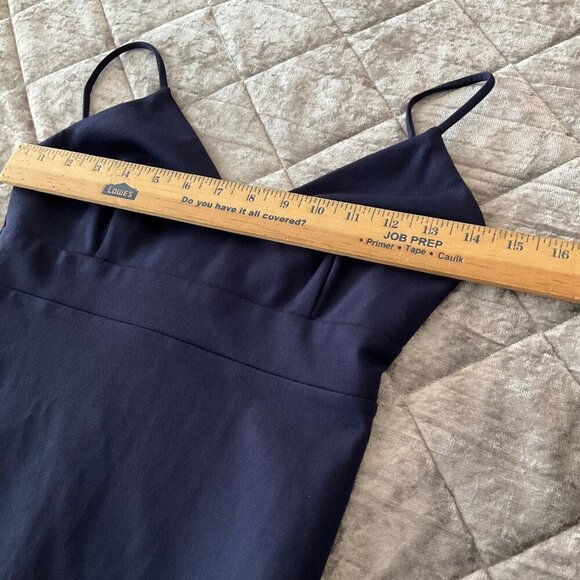 NWT Lulus Navy Blue Midi Bodycon Dress Size S knee length stretch spaghetti - Picture 7 of 10